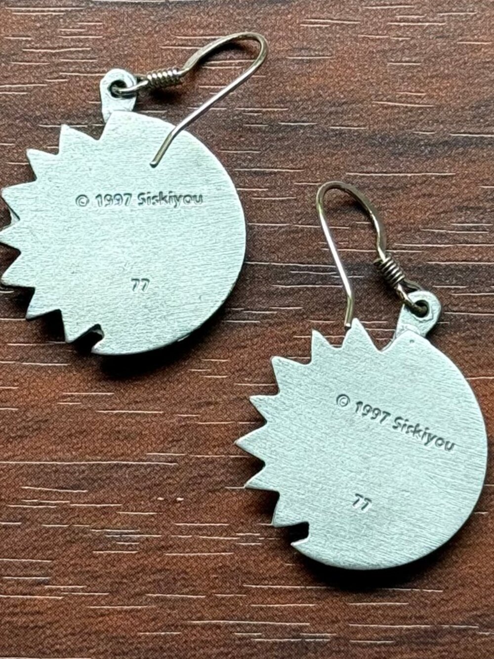 Vintage 90s Celestial Pewter Earrings - Picture 2 of 3